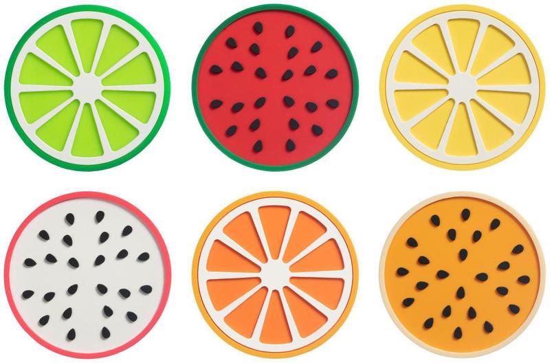 Imagem de 6 Porta Copos Frutas De Borracha Colorido Melancia Limão