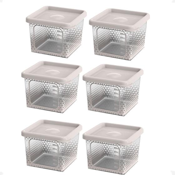 Imagem de 6 Pote Para Alimentos Transparente Prisma 430ml Com Tampa