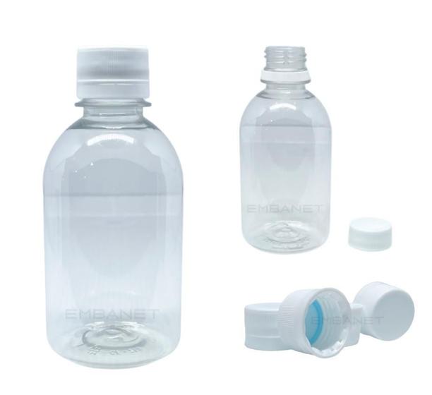 Imagem de 6 Potes Plastico Pet Com Tampa Lacre Branca Bpa Free 250Ml