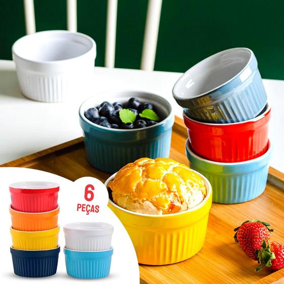 Imagem de 6 Ramekin Grande 180ml Porcelana Molheira Forminha Tijela