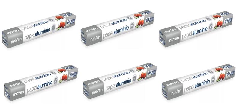 6 Rolos Bobina Papel Aluminio 45cm X 65 Metros Grande Menor preço em 6 Rolos Bobina Papel Aluminio 45cm X 65 Metros Grande