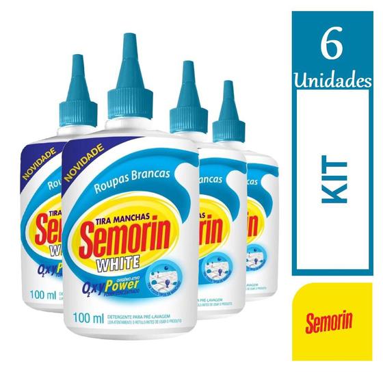 Imagem de 6 Semorin Maxi Tira Manchas Difíceis Tecidos Original 100ml