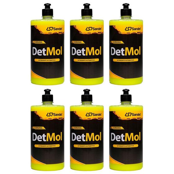 Imagem de 6 Shampoo Lava Moto Detmol 1 Litros Sandet Limpeza Pesada