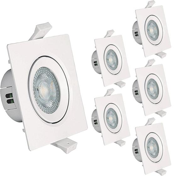 Imagem de 6 Spot Led Quadrado Direcional 5W Branco Quente 3000k Bivolt