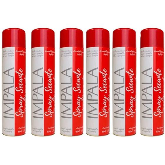 Imagem de 6 Spray Impala Secante De Esmalte P/ Unhas-400 Ml Seca 1 Min