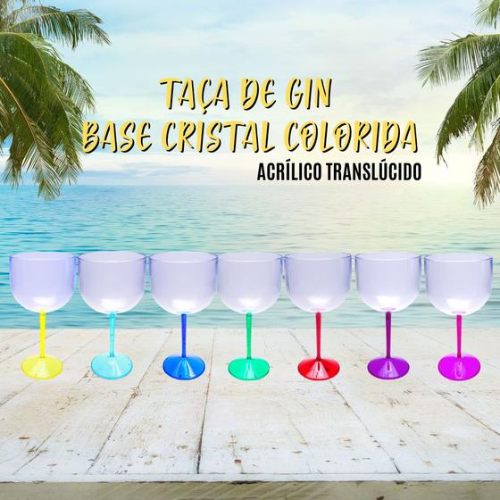 Imagem de 6 Taças De Gin Acrílico Base Cristal Colorida 550 ML