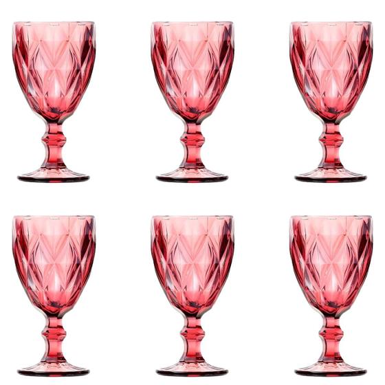 Imagem de 6 Taças Diamante De Vidro Mesa Taça Diamond Luxo Vidro 300ml