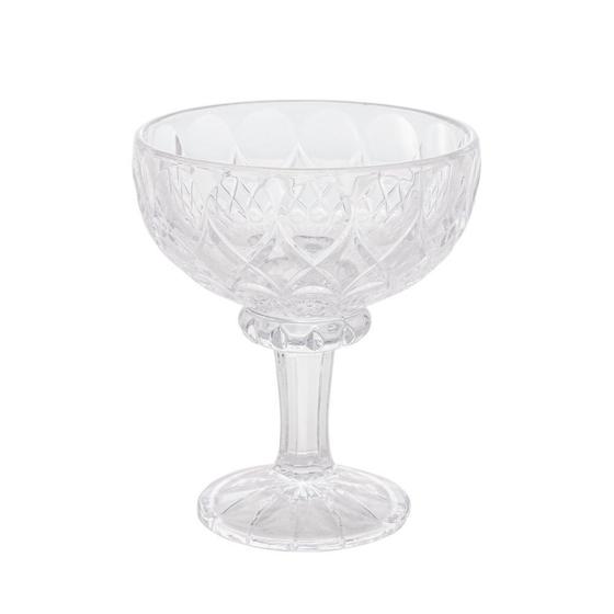 Taça de sobremesa de cristal vazia com detalhes em corte