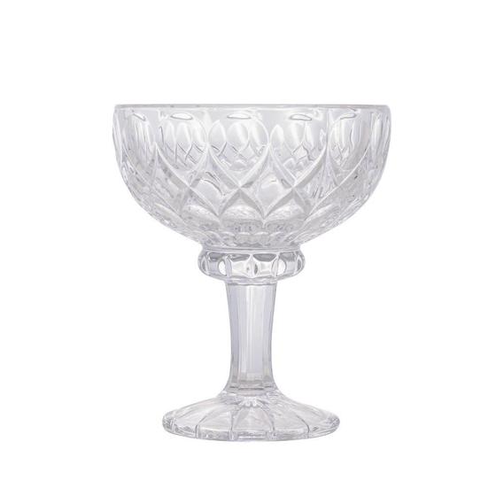 Taça de sobremesa de cristal vazia com base larga