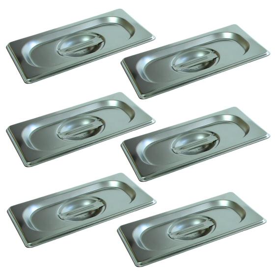 Imagem de 6 Tampas Para Cuba Gastronômica Gn 1/9 Inox Buffet Cozinha