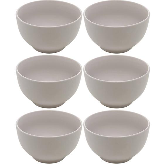 Imagem de 6 Tigelas 680ml Cumbucas Bowls de Cerâmica Lyor Bege Cronus Sobremesa Sopa