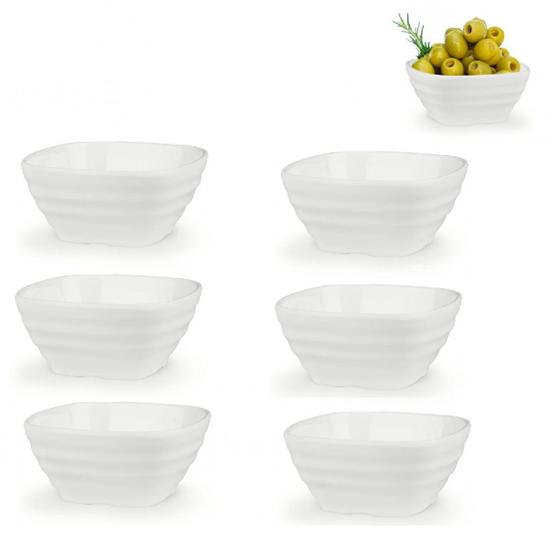 Imagem de 6 Tigelas Quadrada Ondulada 225ml Pote Melamina Finger Food