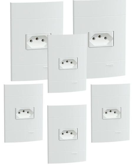 Imagem de 6 un Conjunto de Tomada Branco Fosco 10A 250V SCHNEIDER