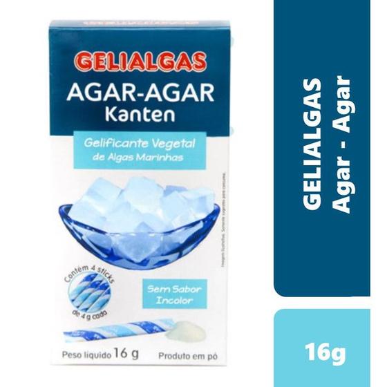 Imagem de 6 Unidades De Gelatina Vegetal Algas Agar Agar Kanten Gelialgas Pó 16g 