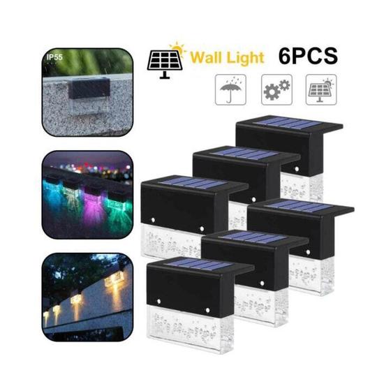 Imagem de 6 X LED Solar Power Light Outdoor Courtyard Home Colorful Step Lamp