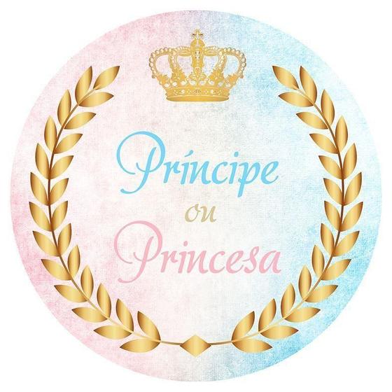 Imagem de 60 Adesivos Chá Revelação Príncipe Ou Princesa 4 Cm X 4 Cm