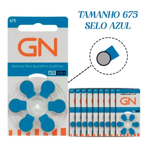 Imagem de 60 Baterias Pilhas para Aparelho Auditivo GN RESOUND - tamanho 675