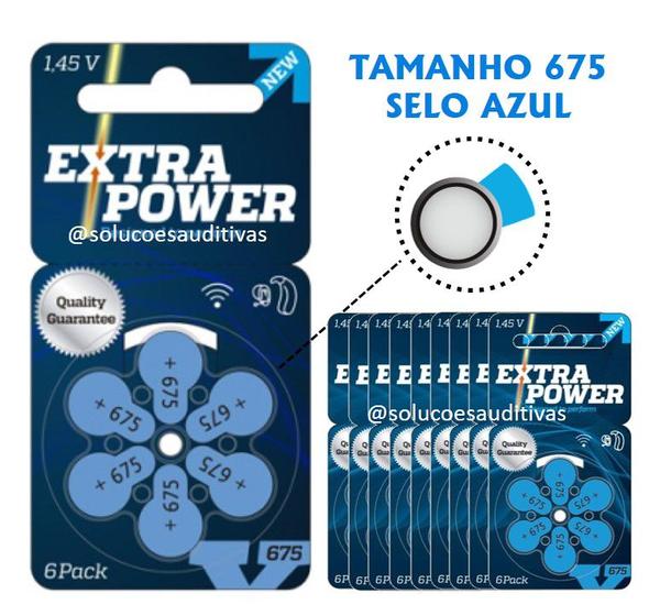 Imagem de 60 Baterias/Pilhas para Aparelho Auditivo - tamanho 675 - EXTRA POWER