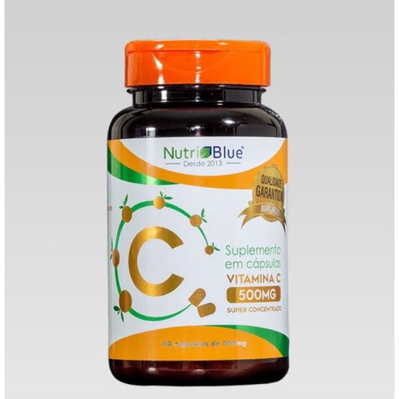 Imagem de 60 capsulas de 500mg vitamina "c" super concentrado nutriblue