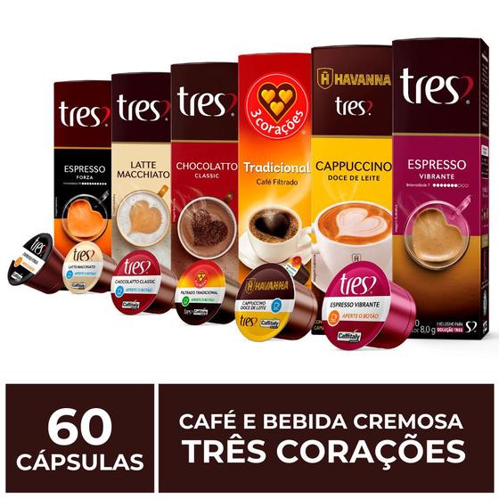Imagem de 60 Cápsulas Três Corações, Café e Bebida Cremosa