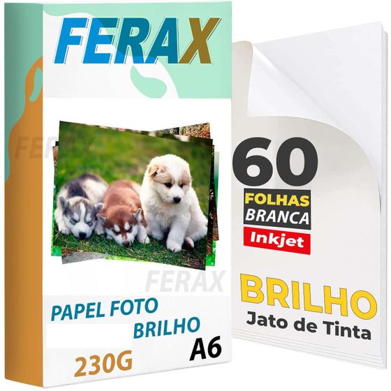 Imagem de 60 Folhas Papel Fotográfico Glossy 230g 10x15 Padrão