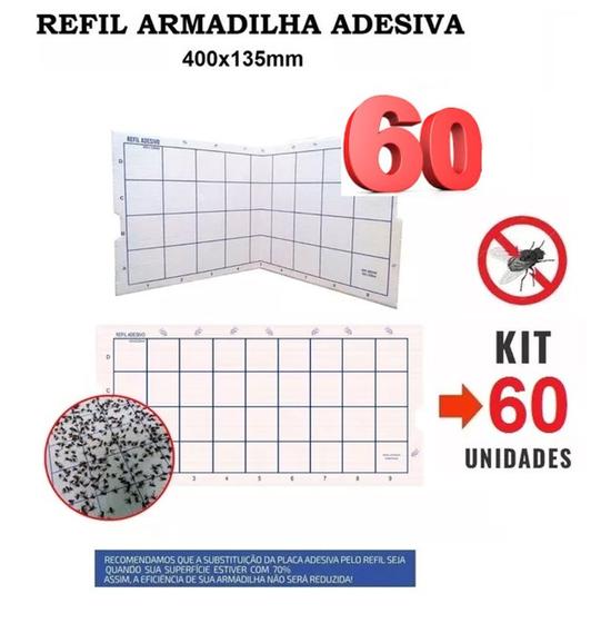 Imagem de 60 Pçs - Refil 400x135 Mm Armadilha Pega Mata Mosca Mosquito