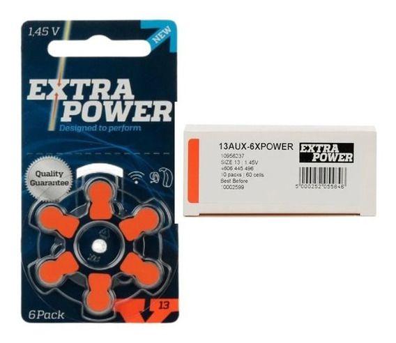 Imagem de 60 Pilhas Baterias 13 PR48 Aparelho Auditivo Extra Power 10 Cartelas C/ 6 Unidades