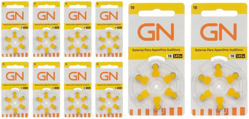 Imagem de 60 Pilhas/Baterias GN RESOUND para Aparelho Auditivo - tamanho 10 - SELO AMARELO