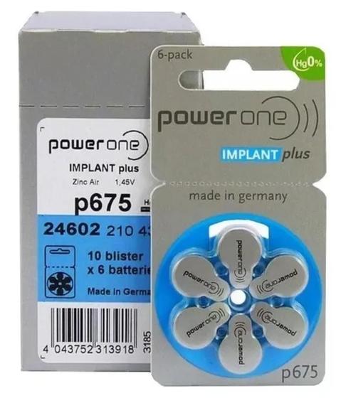 Imagem de 60 Pilhas P675 Powerone Implant Plus Implante Coclear