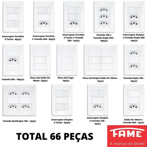 66un Tomada Interruptor Com Placa 4x2 4x4 Evidence FAME Menor preço em 66un Tomada Interruptor Com Placa 4x2 4x4 Evidence FAME