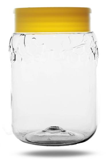 Imagem de 68 Potes PET com desenho de colmeia 365ml com tampa