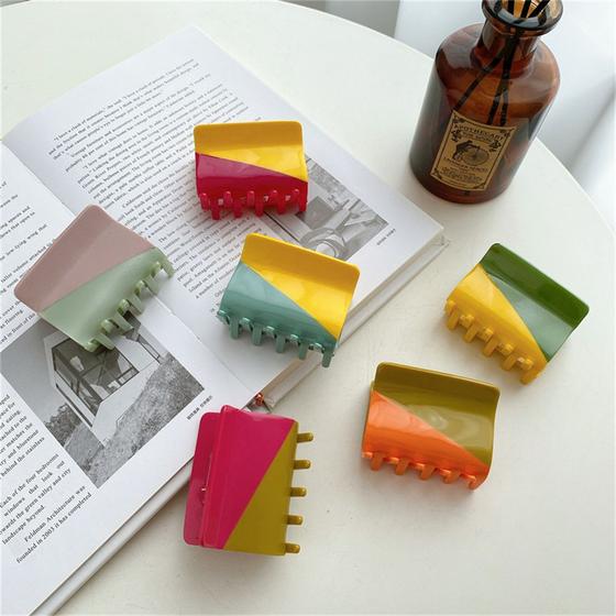 Imagem de 6pcsAcetic Acid Plate Hair Clip, Estilo Coreano Sênior Simples