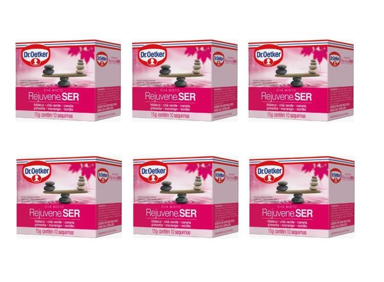 Imagem de 6un Chá Misto Rejuvene.SER Hibisco Canela Pimenta Morango 10 saches - Dr. Oetker