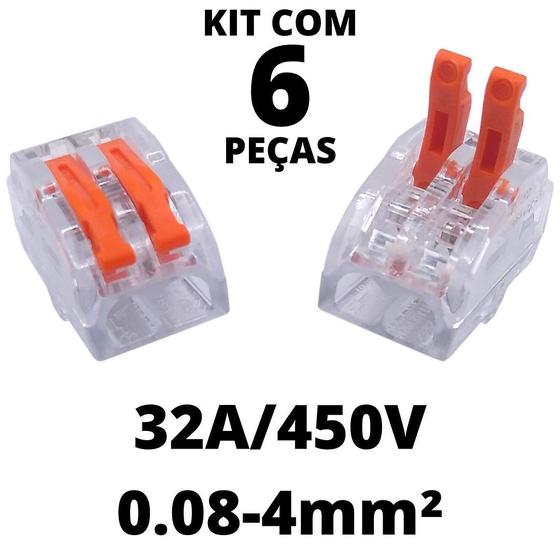 Imagem de 6un Conector Emenda Derivação Para Iluminação 2 vias 4mm² 32A/450V