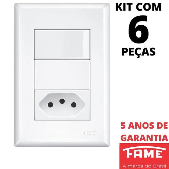 Imagem de 6un Interruptor Paralelo Three Way 16A e Tomada Padrão 2P+T 10A Com Placa Evidence FAME