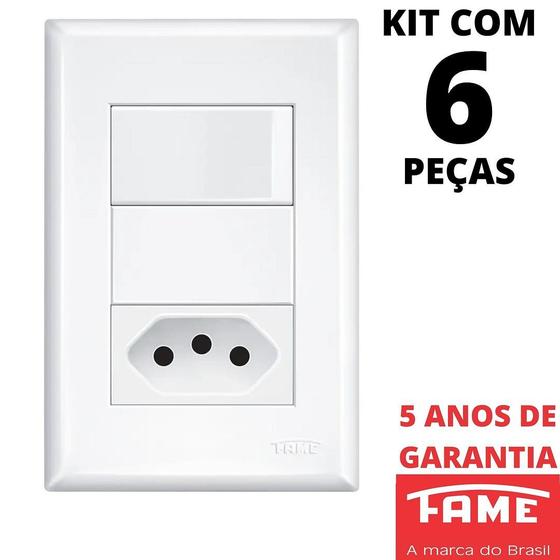 Imagem de 6un Interruptor Paralelo Three Way 16A e Tomada Padrão 2P+T 20A Com Placa Evidence FAME