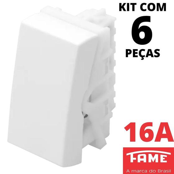 Imagem de 6un Módulo Interruptor Paralelo Three Way 16A Modulare Evidence Blanc Mais FAME