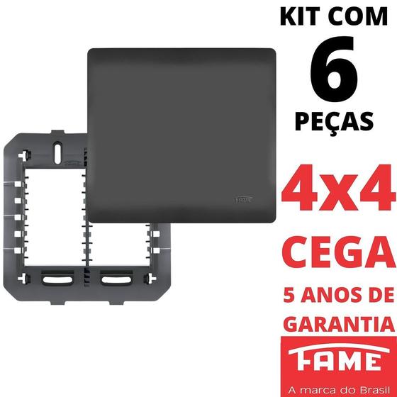 Imagem de 6un Placa 4X4 Cega Com Suporte Habitat Black FAME