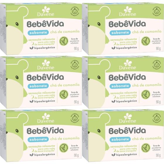 Imagem de 6UN Sabonete Vegetal Bebe Vida Cha de Camomila 90g Davene