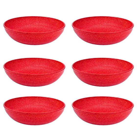 Imagem de 6un Saladeira redonda 2,4 litros tigela bowl 25cm vermelho