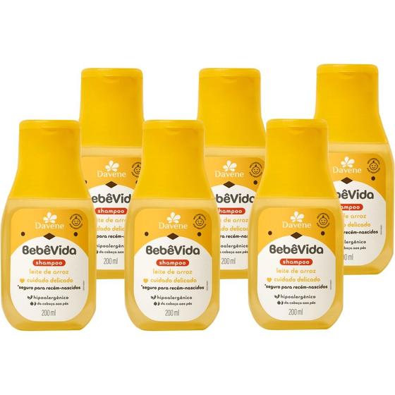 Imagem de 6UN Shampoo Leite De Arroz Bebe Vida 200ml Davene