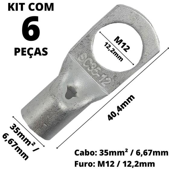 Imagem de 6un Terminal de Compressão Para Cabo de 35mm² Furo M12 SC35-12