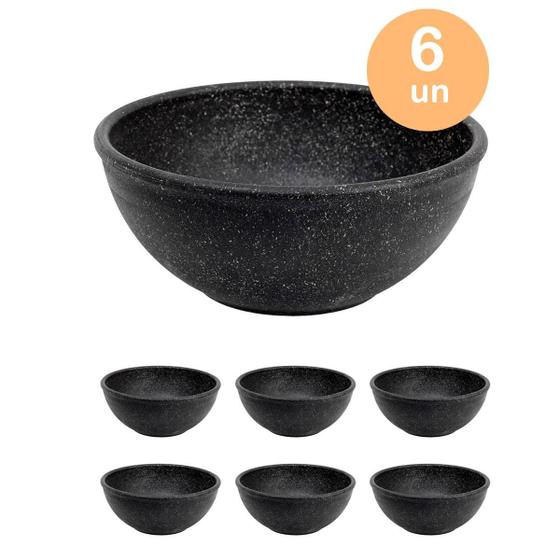 Imagem de 6Un Tigela 500Ml Bowl Cumbuca Vasilha Sopa Caldo Preto