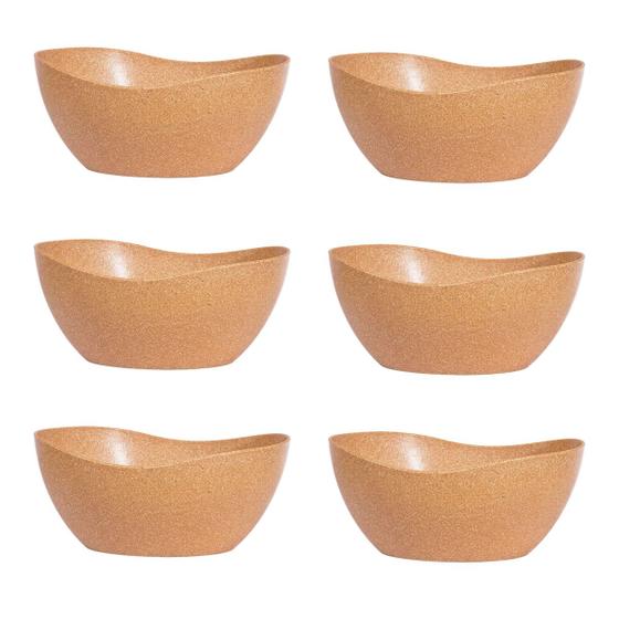 Imagem de 6un Tigela saladeira bowl oval  1,9lt servir marrom claro