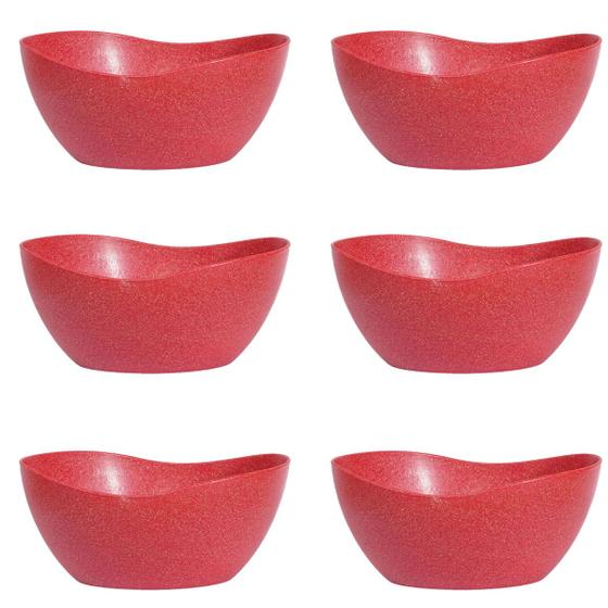 Imagem de 6un Tigela saladeira bowl oval  1,9lt vermelho