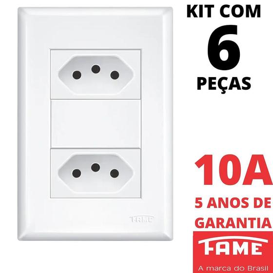 Imagem de 6un Tomada Padrão Dupla 2P+T 10A Com Placa Evidence FAME