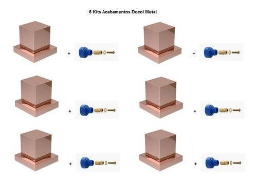 Imagem de 6x Acabamento P/ Registro Quadrado 3/4 Metal Rose Docol