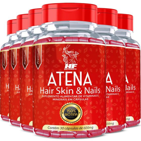 Imagem de 6X Atena Hair Skin Nails Hf Suplementos 30 Caps