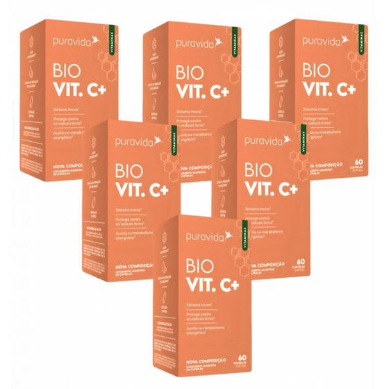 Imagem de 6x Bio Vit C+ Puravida - 60 Cápsulas - Vitamina C