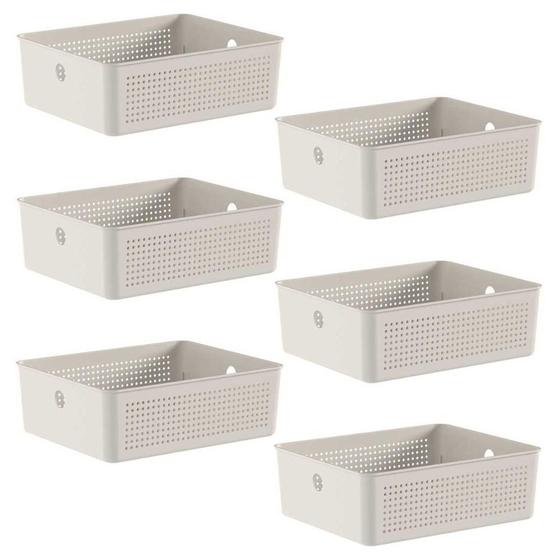 Imagem de 6X Cestos 5,4L Organizador Ou Flow Bege 9Cm X 22Cm X 27Cm